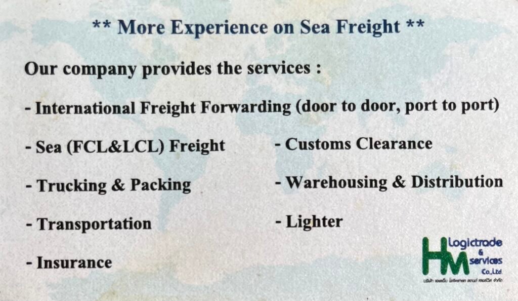 hm logictrade services Comprehensive logistics services by HM LogicTrade in Thailand